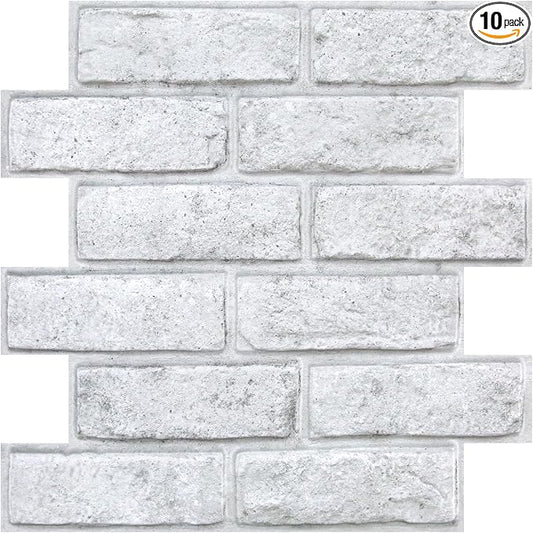 3D Faux Brick Wall Panels Peel and Stick, Small Brick-Look Textured Wall Sticker by SMOOSTIKCDECOR