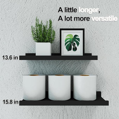Black Floating Shelves for Wall Decor, Wall Mounted Wood Storage Shelf for - Image 5