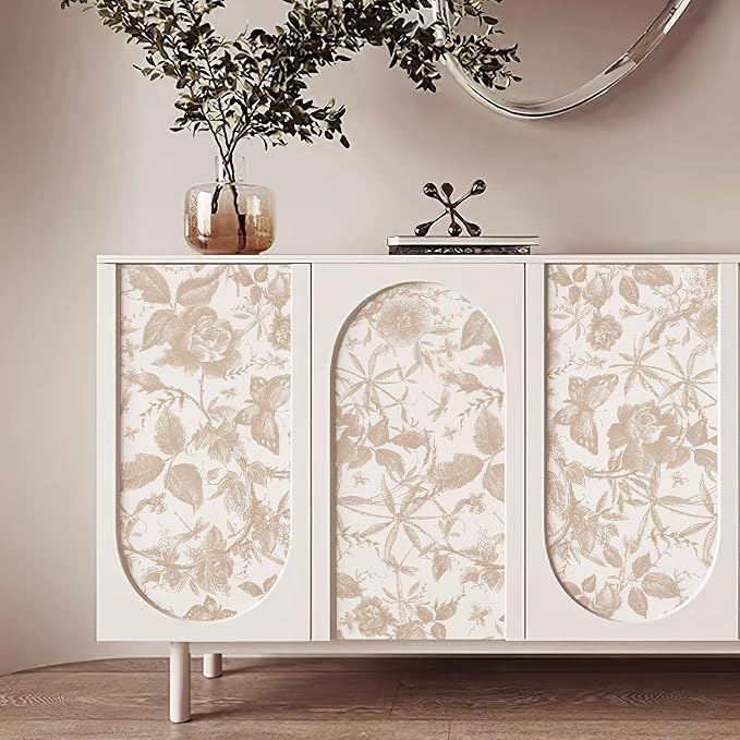JiffDiff Vintage Peel and Stick Wall Stick，Champagne Wallpaper Rose Removable - Image 3