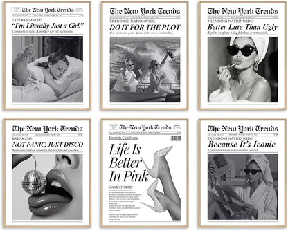 uniro Trendy Newspaper Wall Art Prints, Vintage Black & White Newspaper Wall by uniro