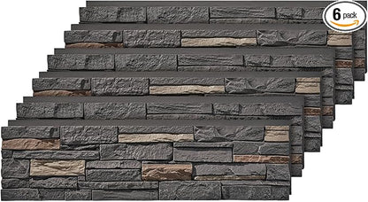 6-Pack Faux Stone Wall Panels PU Stone Veneer Siding, Mortarless 46.25x12.88 by Wallwell
