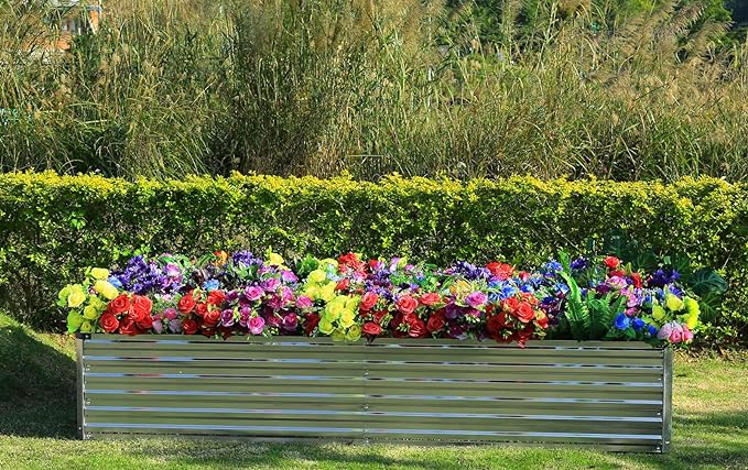 2 Pack 6x1.5x1FT Galvanized Raised Garden Beds Kit Outdoor Metal Gardening Planter Box for Vegetable Elevated Flower Herbs,Silver