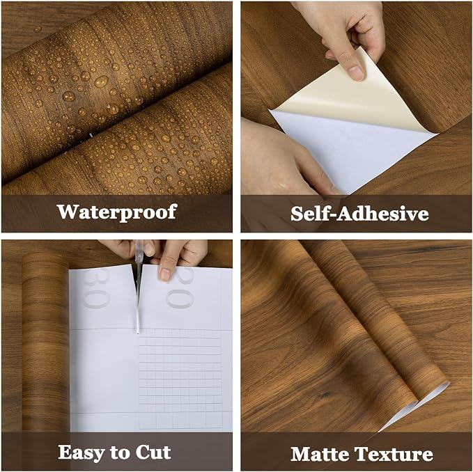 COSNIGHT Wood Grain Contact Paper, Vintage Peel and Stick Wallpaper 15.7''x118'' - Image 2