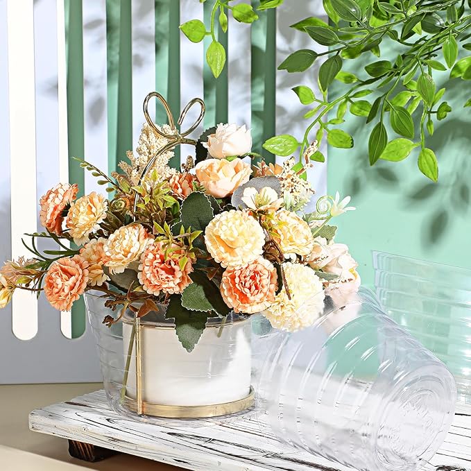 Hoolerry Plastic Plant Saucer Clear Deep Drip Tray Thickened Clear Plant Saucers Trays for Pots Deep Drip Trays for Home Garden Indoor and Outdoor Potted(15 Pcs,4, 6, 8 Inch)