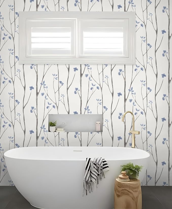Timeet Purple Peel and Stick Wallpaper Removable Self-Adhesive Floral Wall - Image 4