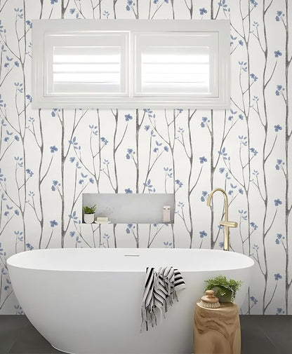 Timeet Purple Peel and Stick Wallpaper Removable Self-Adhesive Floral Wall - Image 4