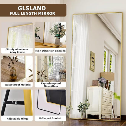 GLSLAND 76"x34" Full Length Mirror Extra Large Hanging or Leaning Rectangle - Image 4