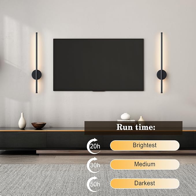 Battery Operated Modern Wall Sconces, Dimmable Wireless Wall Light Set of Two - Image 4