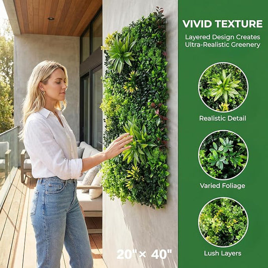 40" x 20" 3D Artificial Grass Wall Panel, UV Resistant Greenery Backdrop - Image 2