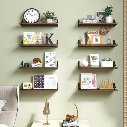 Fixwal Floating Shelves, Width 4.7in Rustic Wood Wall Shelves Set of 8 - Image 7