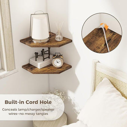 Corner Shelves 2-Pack for Bathroom & Kitchen, Space-Saving Floating Corner Wall - Image 3