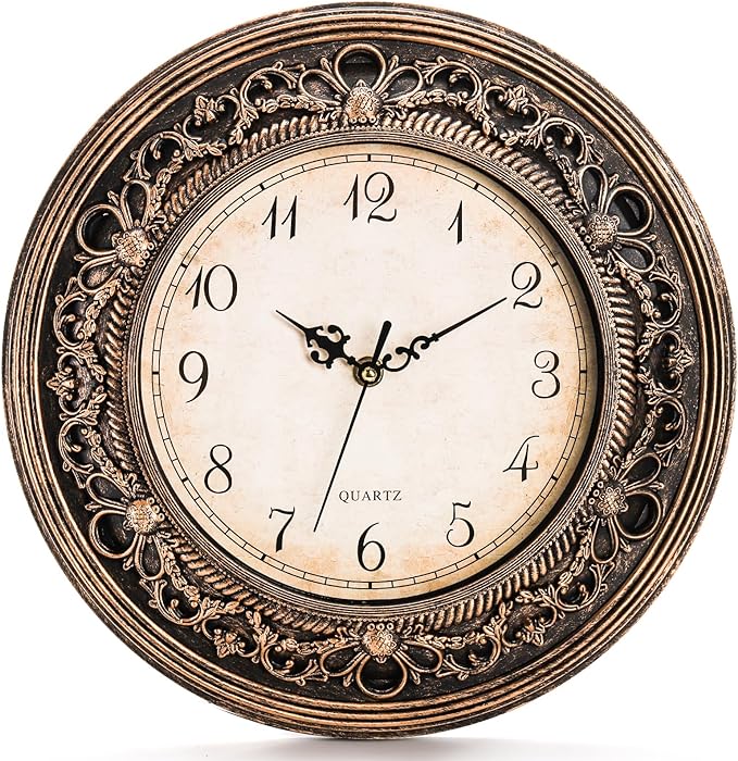 Pumtus Plastic Silent Wall Clock, 13 Inch Vintage Battery Operated Wall Clocks by Pumtus