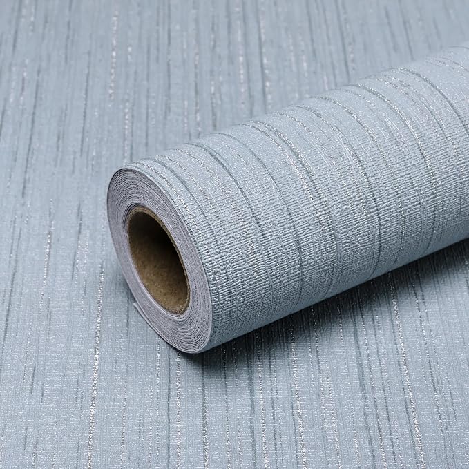 Light Blue Grasscloth Peel and Stick Wallpaper Vintage Texture Removable by Qianglive