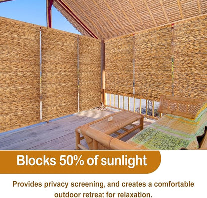 DoubleFill 3 Pcs Bamboo Shades Outdoor Reed Roll Up Blinds 48" W x 72" H - Image 6