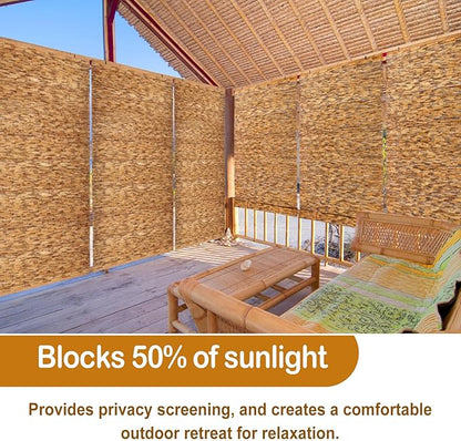 DoubleFill 3 Pcs Bamboo Shades Outdoor Reed Roll Up Blinds 48" W x 72" H - Image 6