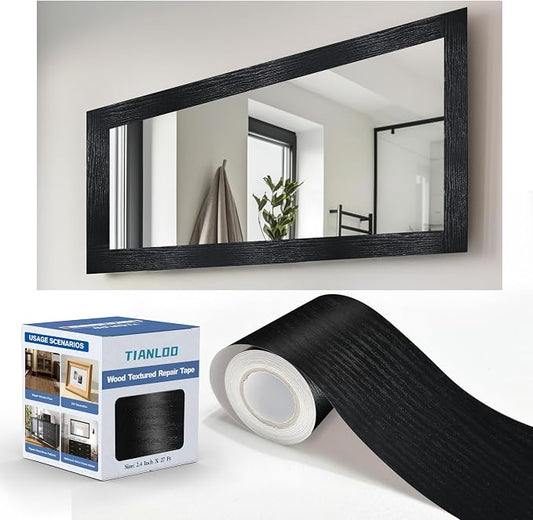 TIANLDD 27 FT Wood Grain Wallpaper Border, Removable Waterproof Mirror Border by TIANLDD
