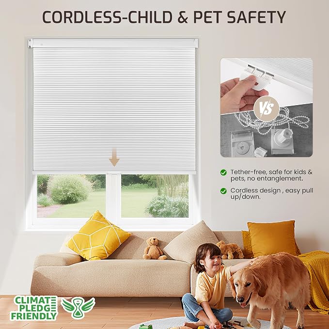 Grandekor No Drill No Tools Cordless Cellular Shades, 29.5" W x 64" H, UV - Image 4