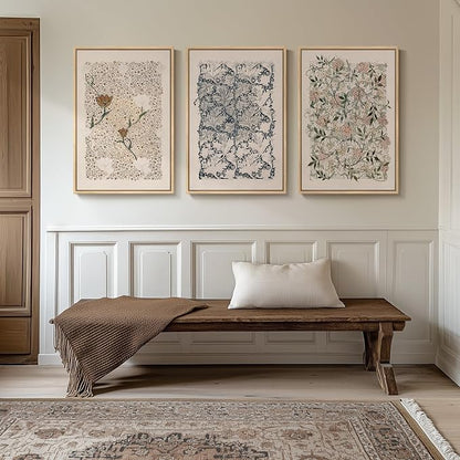 Framed Large William Morris Canvas Wall Art Set of 3, Vintage Nature Floral - Image 4