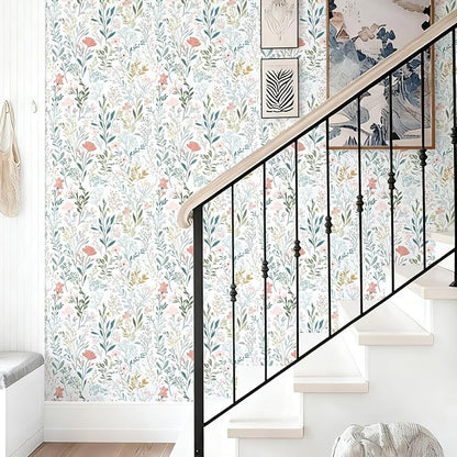 Froluya Floral Peel and Stick Wallpaper Boho Floral Contact Paper 16.9" x - Image 3