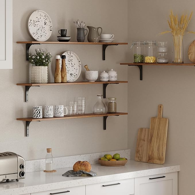 DINZI LVJ Long Wall Shelves, 47.3Inch Wall Mounted Shelves Set of 4, Extra - Image 7