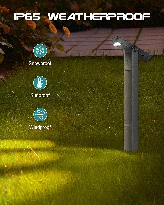 4 Pack Bright Garden Lights Solar Powered, 3 Color Temperature LED Solar Lights Outdoor, 360 Degree Adjustable, IP65 Landscape & Patio Lighting for Yard Decor, YL4079-4