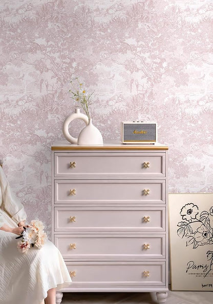 Heroad Peel and Stick Wallpaper Pink and White Vintage Forest Animals Floral - Image 4
