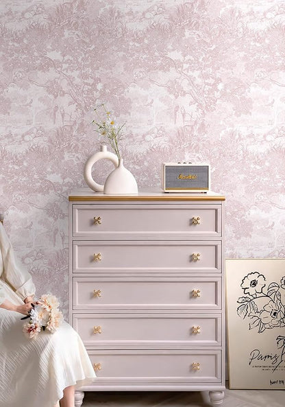 Heroad Peel and Stick Wallpaper Pink and White Vintage Forest Animals Floral - Image 4