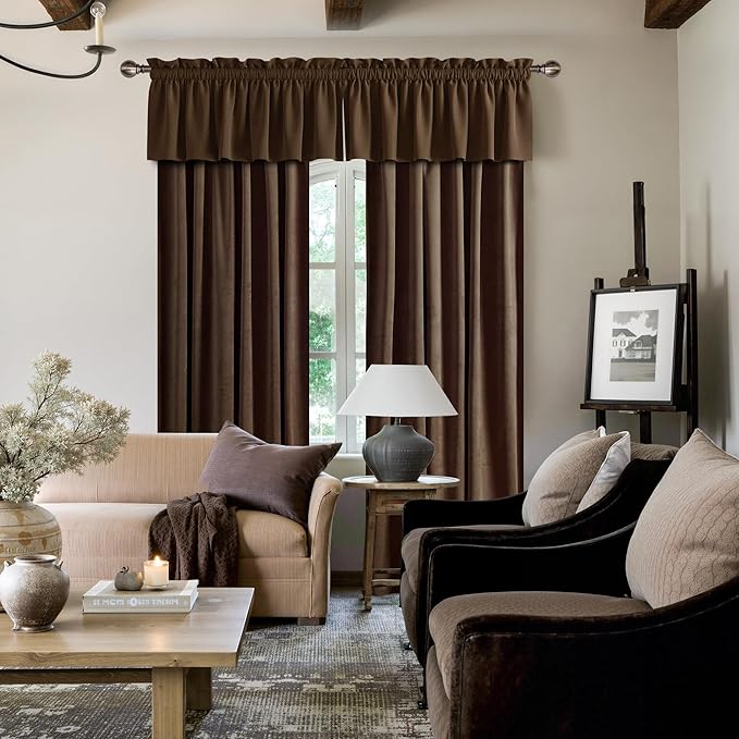 NICETOWN Brown Velvet Valance Curtains - Image 4