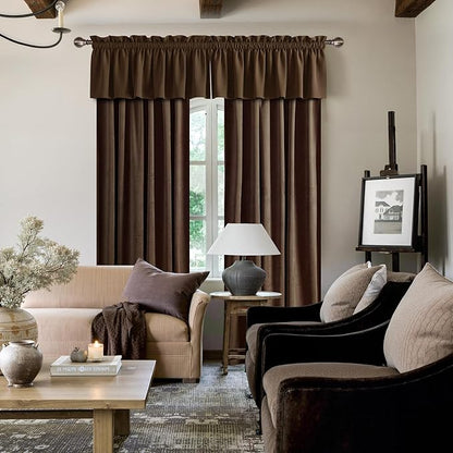NICETOWN Brown Velvet Valance Curtains - Image 4