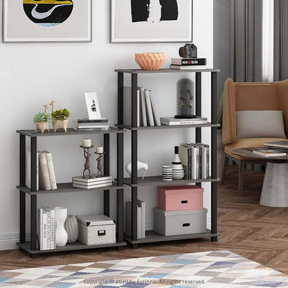 Furinno TURN-S-TUBE Storage Shelves, 3-Tier Book Shelf, Corner Shelf, Toolless - Image 2
