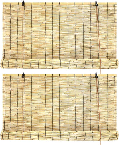 Bamboo Roll Up Shades 2 Pack, Reed Roller Blinds 47" W x 71" H, Natural Light - Image 2