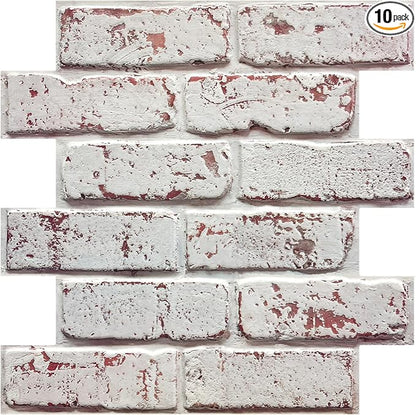 3D Whitewash Brick Wall Panel Peel and Stick by COMSTICKCDECOR