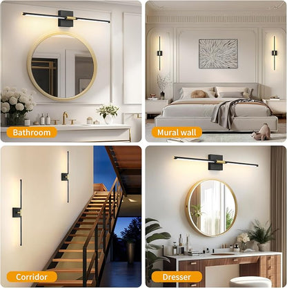 Morauroral 36 Inch Battery Operated Wall Sconces Set of 2, Dimmable Battery - Image 5