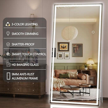 Hasipu Full Length Mirror with Lights, Full Body Dressing Hanging Mounted Mirror - Image 9