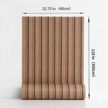 Haimin Wood Grain Slat Wall Panels Peel and Stick Faux Wood Thick Wallpaper - Image 3