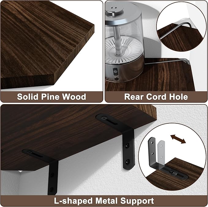 Alsonerbay Corner Shelf Wall Mount, Rustic Wood Shelves - Image 5