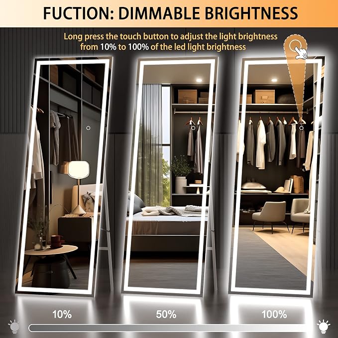 Hasipu Full Length Mirror with Lights, Full Body Dressing Hanging Mounted Mirror - Image 4