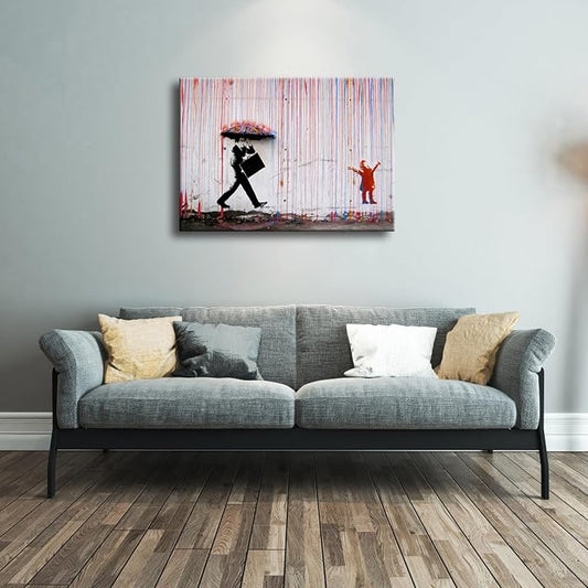 Wieco Art Banksy Raining Day or Colorful Graffiti Street Famous Canvas Prints - Image 2