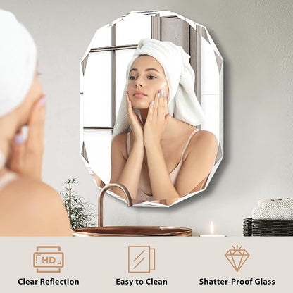 Bathroom Mirrors for Over Sink, Round Frameless Mirrors for Wall, 20x28 Inch - Image 5