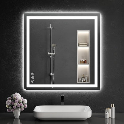 LED Bathroom Mirrors 32"x32" Bathroom Mirror by WISSMILESHOME