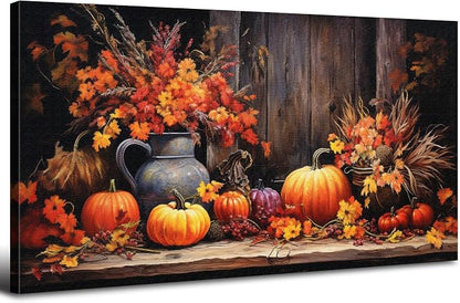 AIYISU Rustic Pumpkin Canvas Wall Art Farmhouse Dining Room Pictures Kitchen by HOME