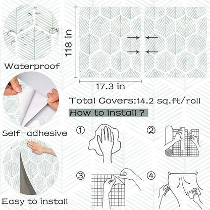 Modern Peel and Stick Wallpaper 17.3''×118'' Geometric Wallpaper Boho Contact - Image 3
