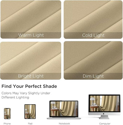 CUCRAF Beige Blackout Curtains 63 inch Length 2 Panels Set, Rod Pocket Room - Image 4