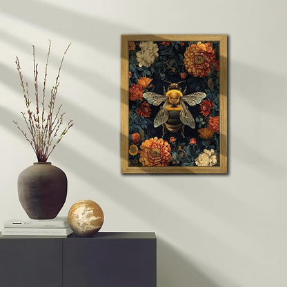 Framed Hand Drawn Sandstone Bee Wall Art, 3D Textured Nature Botanical Wall - Image 6