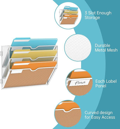 SUPEASY 3-Tier Wall File Organizer, Hanging Wall Mounted Mail Organizer - Image 3