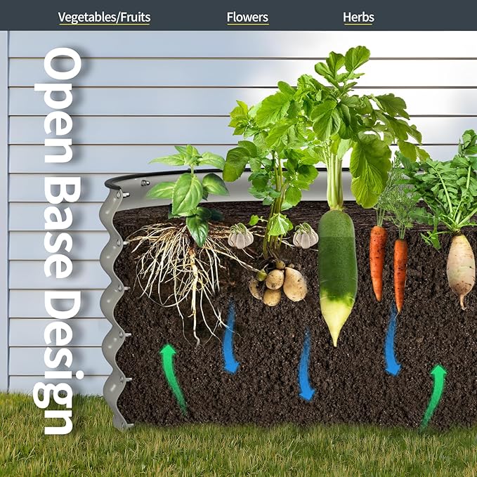 Kesfitt Galvanized Raised Garden Bed Kit,18" Tall 7-in-1 Outdoor Metal Planter Boxes with Safety Edging,8×2×1.5FT Modular Large Steel Raised Beds for Gardening Vegetables Fruits Flower