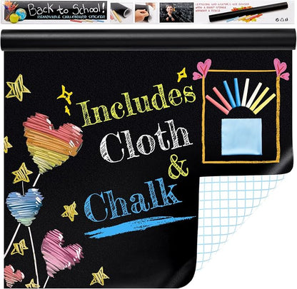 Chalkboard Wallpaper Peel and Stick, 35.4"x118.1" Blackboard Contact Paper Self - Image 9