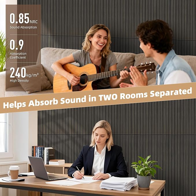 TO-TH Wood-Look Sound Panels, 4 Pack 47.2” x 23.6” Soundproof Wall Panels - Image 4