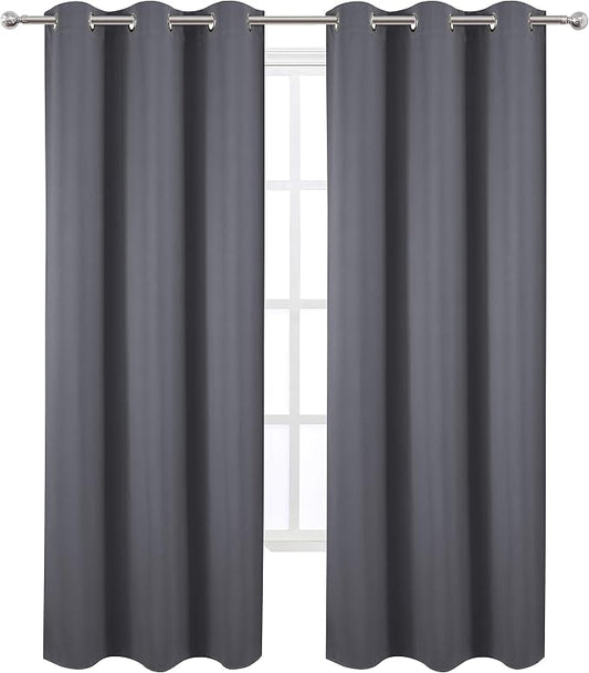 LEMOMO Blackout Curtains 42 x 95 inch/Dark Grey Curtains Set of 2 - Image 2