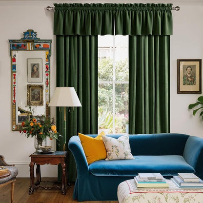 NICETOWN Velvet Cafe Windows Valance, Olive Green Window Treatment - Image 3